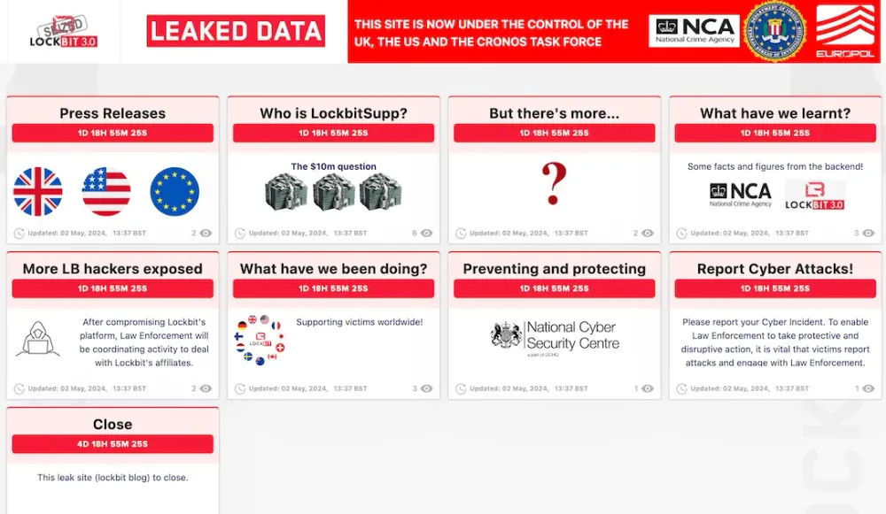 LockBit’in daha önce ele geçirilen onion uzantılı sitesi, kolluk kuvvetlerinin yeni duyuruları için tekrardan aktif hale geldi post image