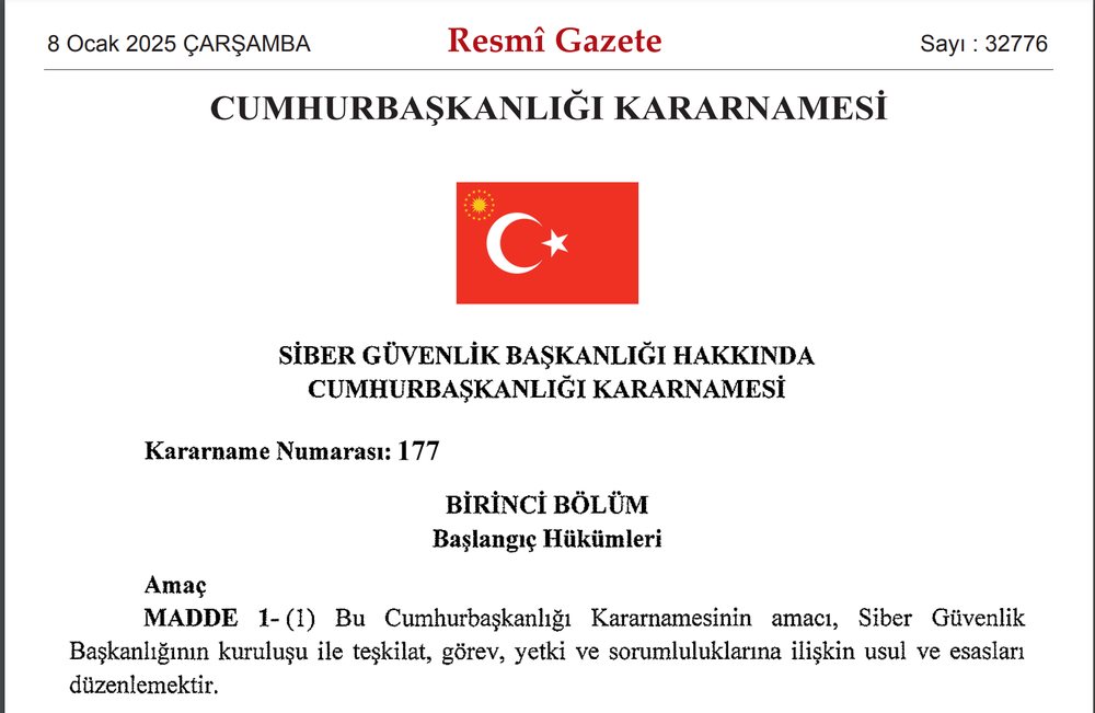 Cumhurbaşkanlığı Kararnamesiyle Siber Güvenlik Başkanlığı kuruldu post image